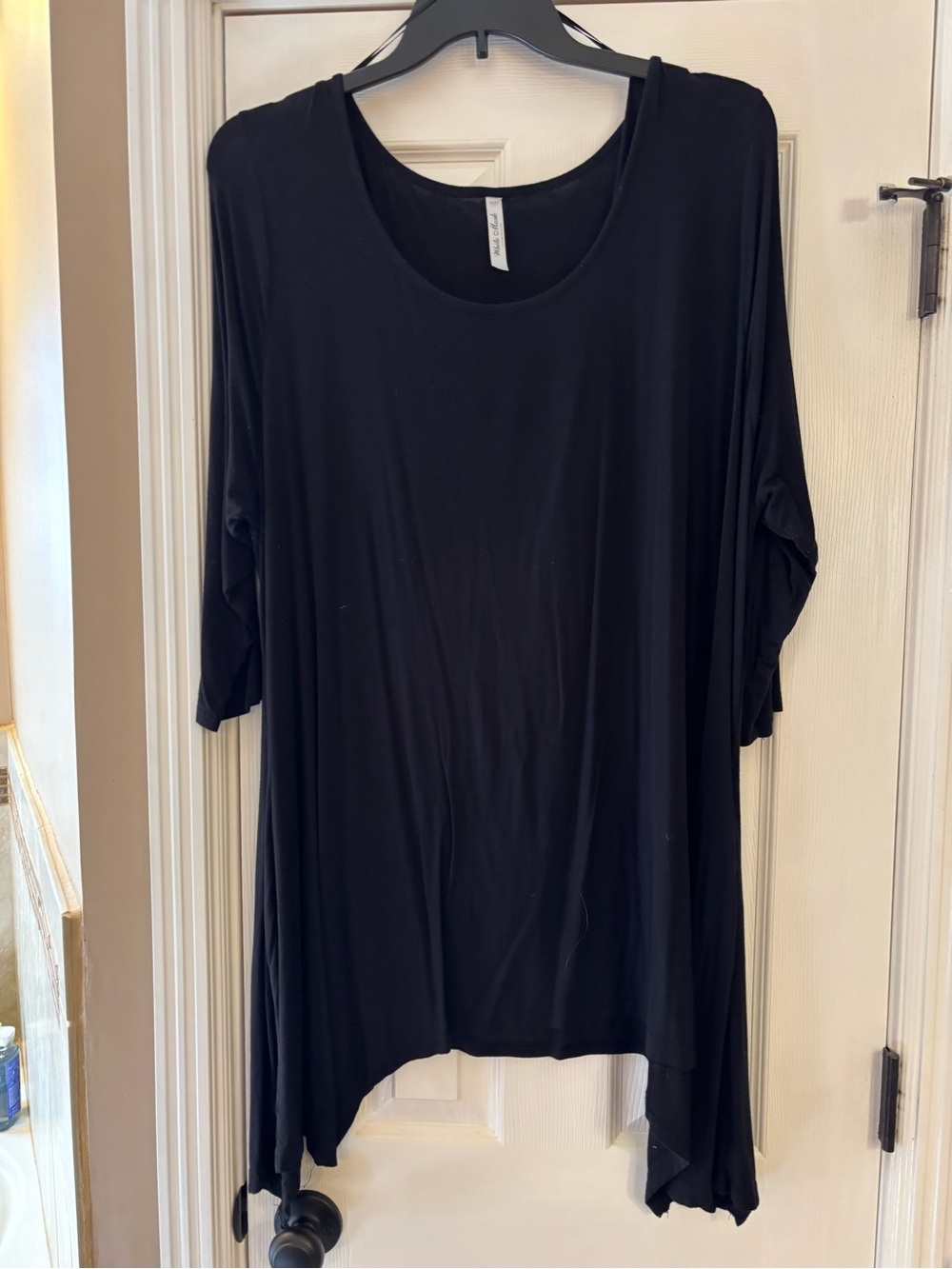 White Mark Black Oversized Scoop Neck Tunic
